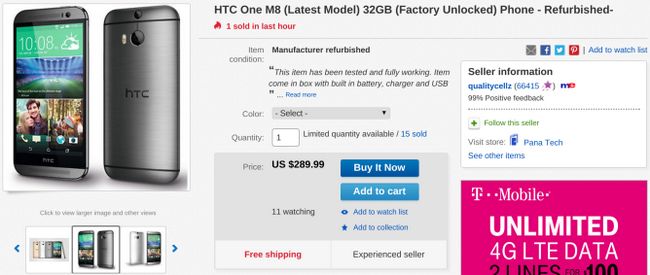 Fotografía - [Trato Alerta] Reformado 32GB HTC uno M8 AT & T desbloqueado $ 289 en eBay